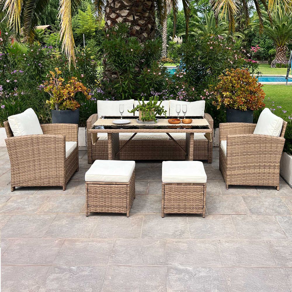 Juego Living Comedor Terraza Aurora Caramelo 7 Personas image number 0.0