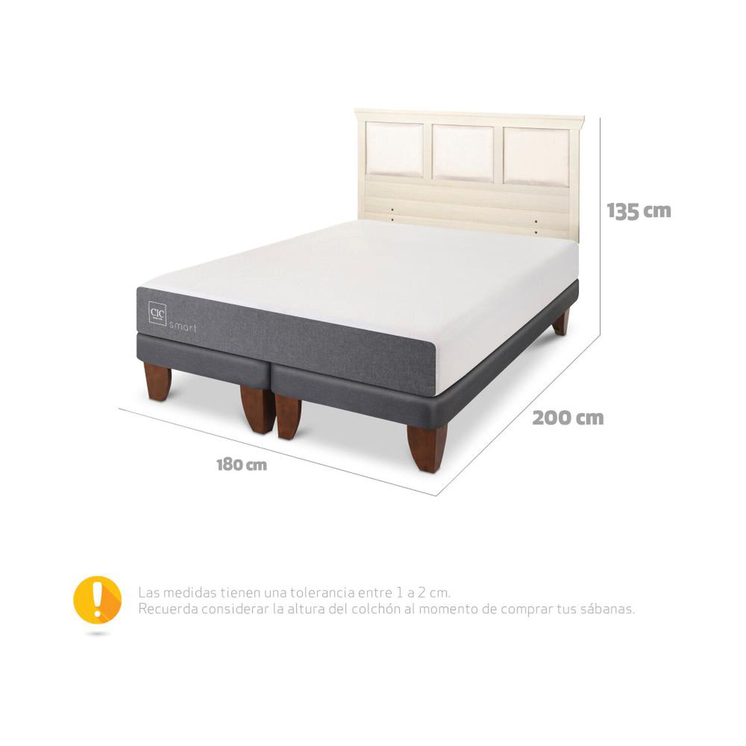Cama Europea Cic Smart / King / Base Dividida + Respaldo image number 5.0