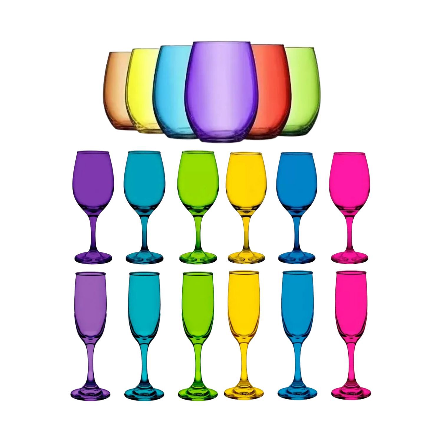Set 18 Vasos Copas Vidrio Full Color Cristar Celebraciones image number 0.0