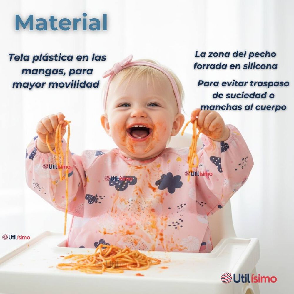 Babero Delantal Impermeable Manga Larga Bebe Y Ni&ntilde;a image number 3.0