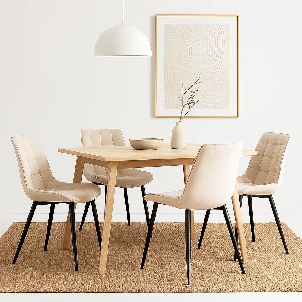 Pack De 4 Sillas De Comedor Macron Acolchada Terciopelo - Beige image number 2.0