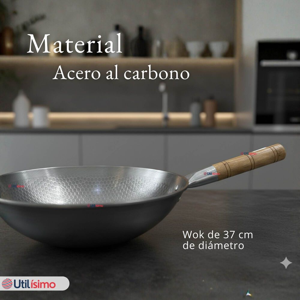 Sart&eacute;n Wok Tradicional Chino De 37cm Acero Al Carbono image number 2.0