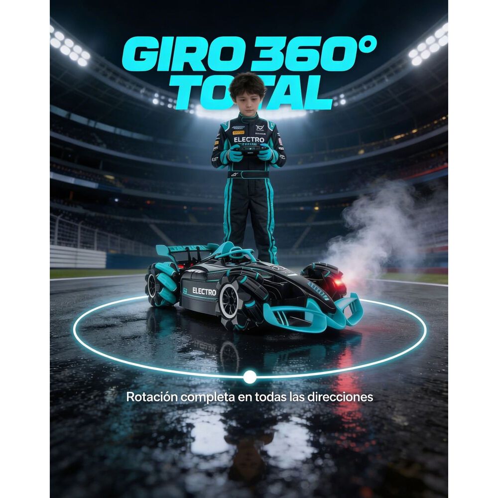 Auto F&oacute;rmula 1 Grande Control Remoto Giro 360 Humo Premium image number 12.0