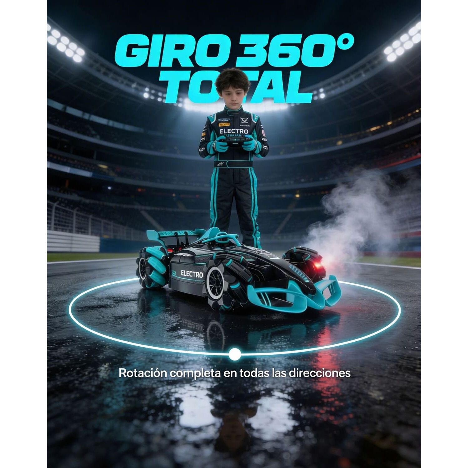 Auto F&oacute;rmula 1 Grande Control Remoto Giro 360 Humo Premium image number 12.0
