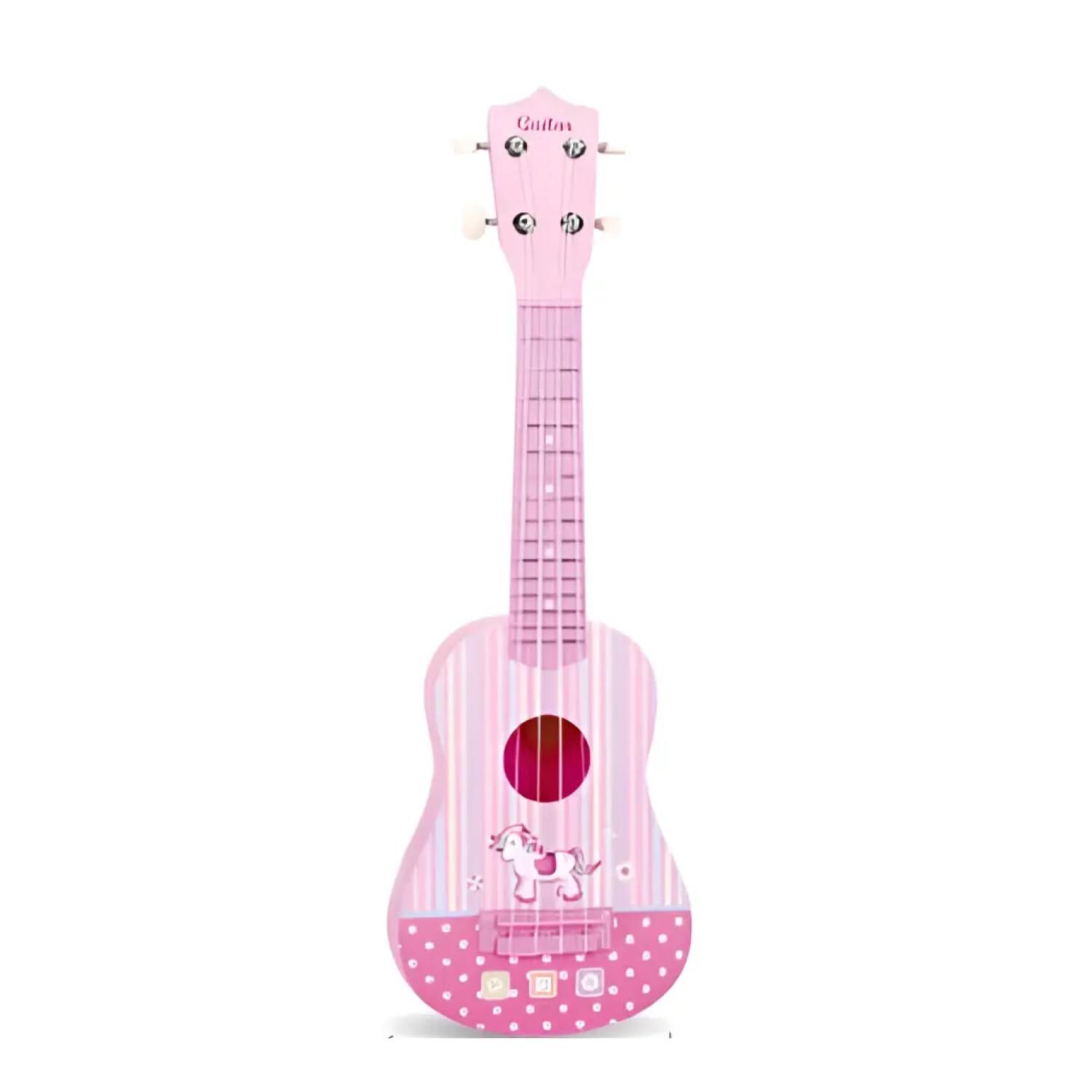 Guitarra 57cm Para Ni&ntilde;os Cuerdas Silicona Rosado Infantil image number 0.0