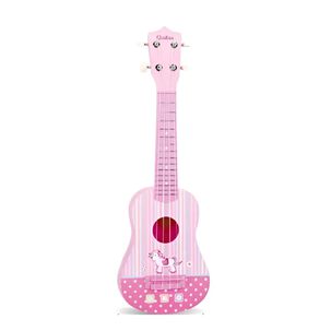Guitarra 57cm Para Ni&ntilde;os Cuerdas Silicona Rosado Infantil