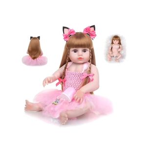 Juguete Bebe Realista 55cm Rubia Vestido Rosa Reborn Infantil
