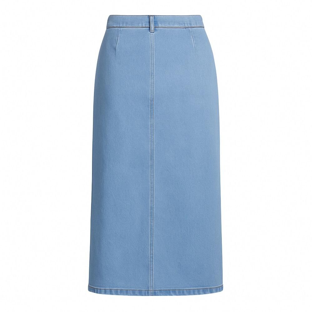 Falda Larga Jeans Mezclilla Botones Delantero Tiro Alto image number 5.0