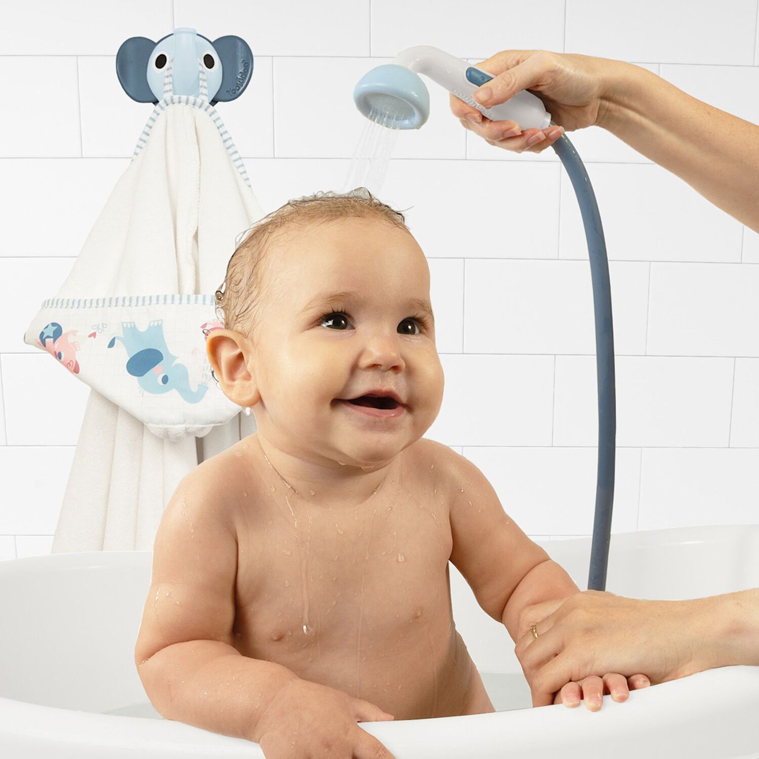 Set De Ba&ntilde;o Ducha Infantil Elefante Y Toalla Azul Ni&ntilde;o Yookidoo image number 5.0