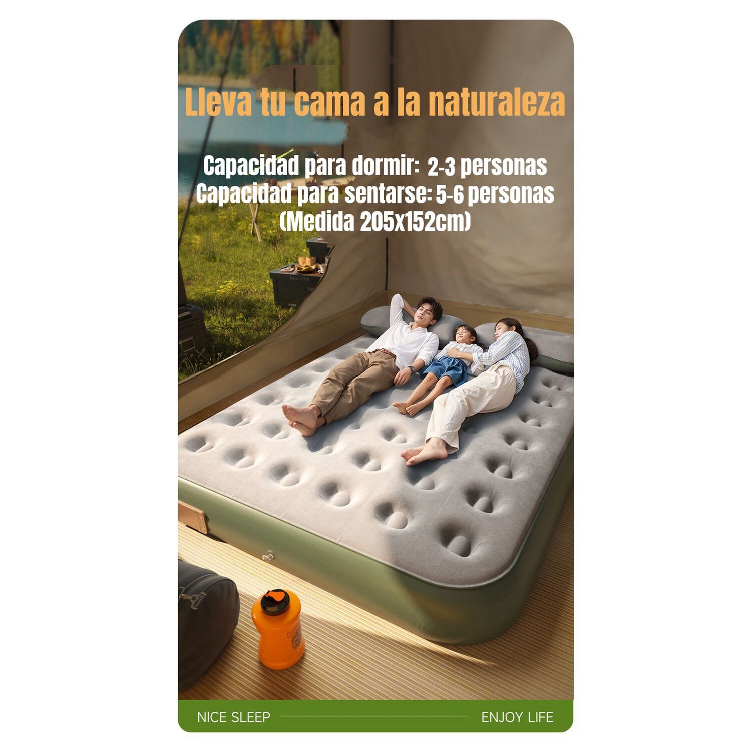 Colch&oacute;n Cama Inflable El&eacute;ctrico Con Coj&iacute;n Bolso 2 Plazas image number 4.0