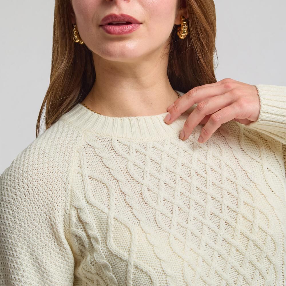 Sweater Trenzado Manga Larga Cuello Redondo Mujer Geeps image number 4.0