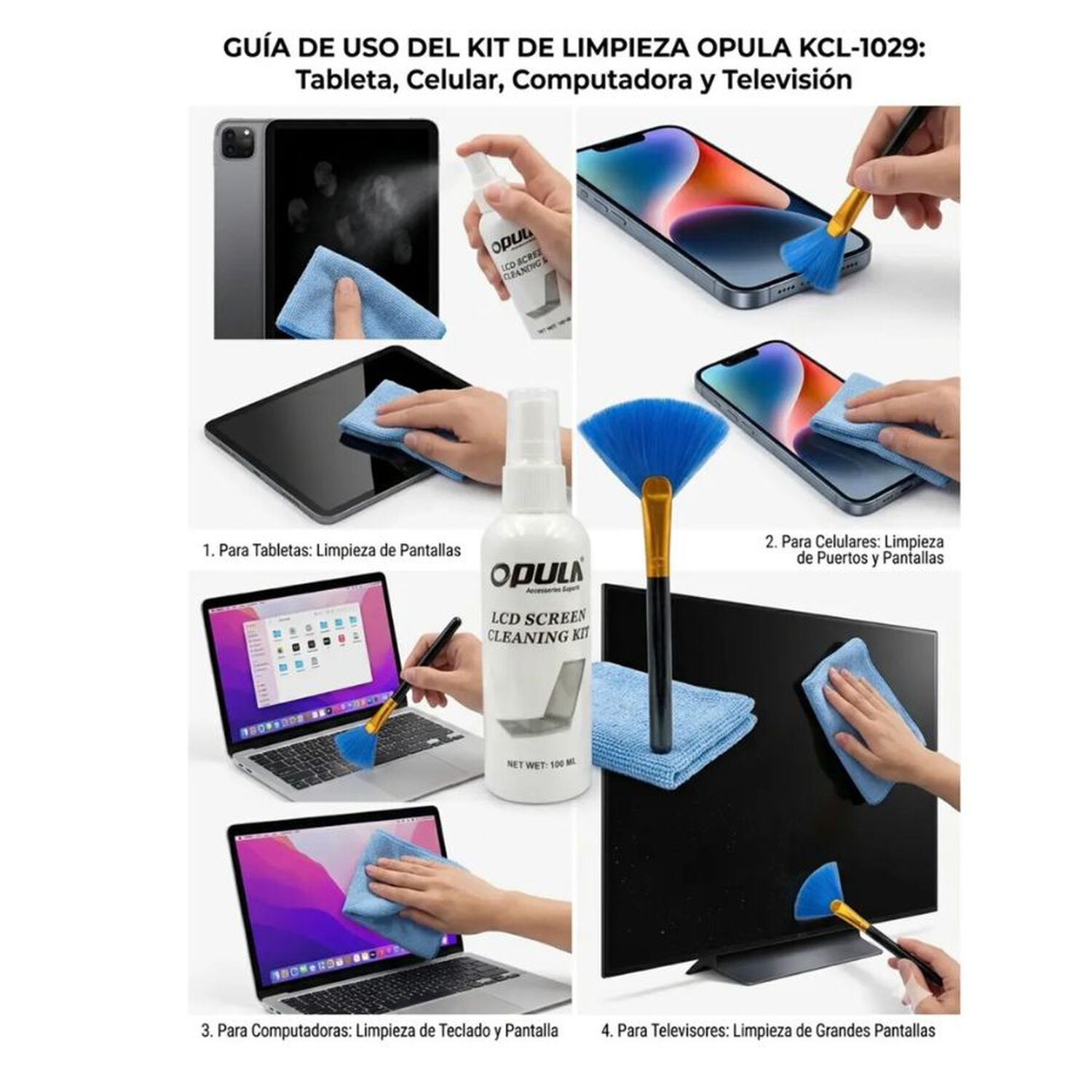 Kit De Limpieza Pantallas Opula 3 En 1 Notebook Tv image number 4.0