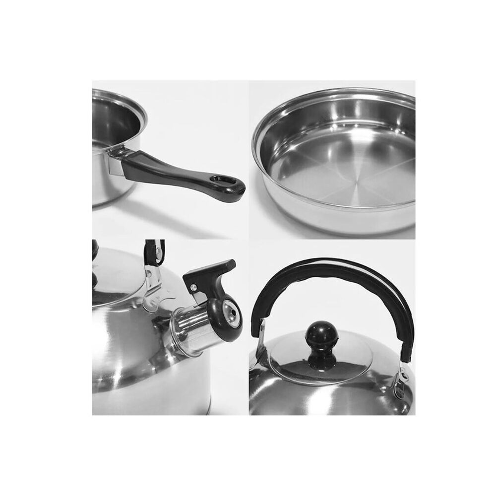 Juego De Ollas De Acero Inoxidable 12 Piezas Mango Negro image number 2.0
