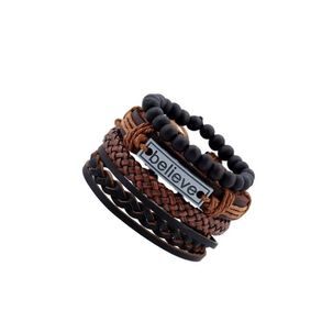 Pulseras Brazalete Cuero Genuino Tibetano Con Dije Believe