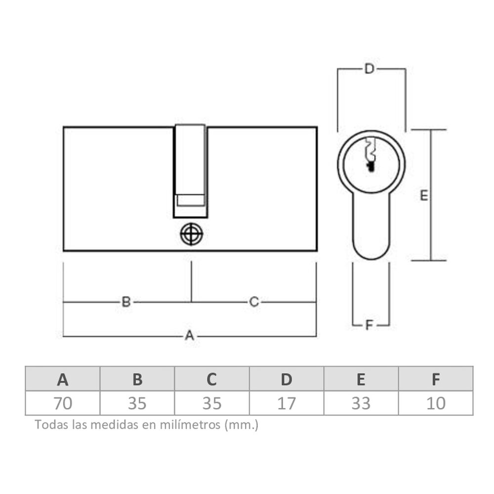 Cilindro Odis Llave-seguro 70mm Largo (35-35) image number 4.0