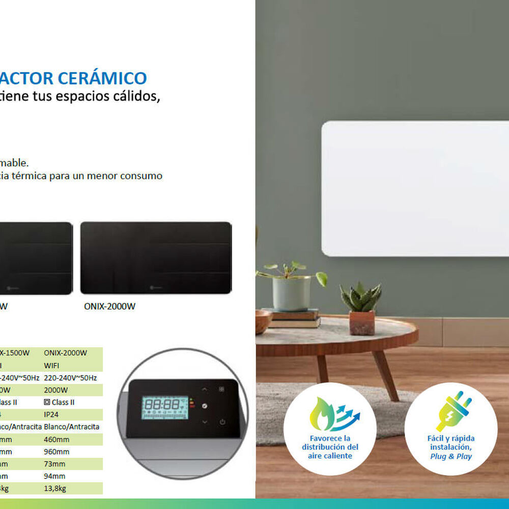 Estufa Radiador Calefactor &Oacute;nix Cer&aacute;mico Wifi Blanco 2000w Primaterm image number 8.0