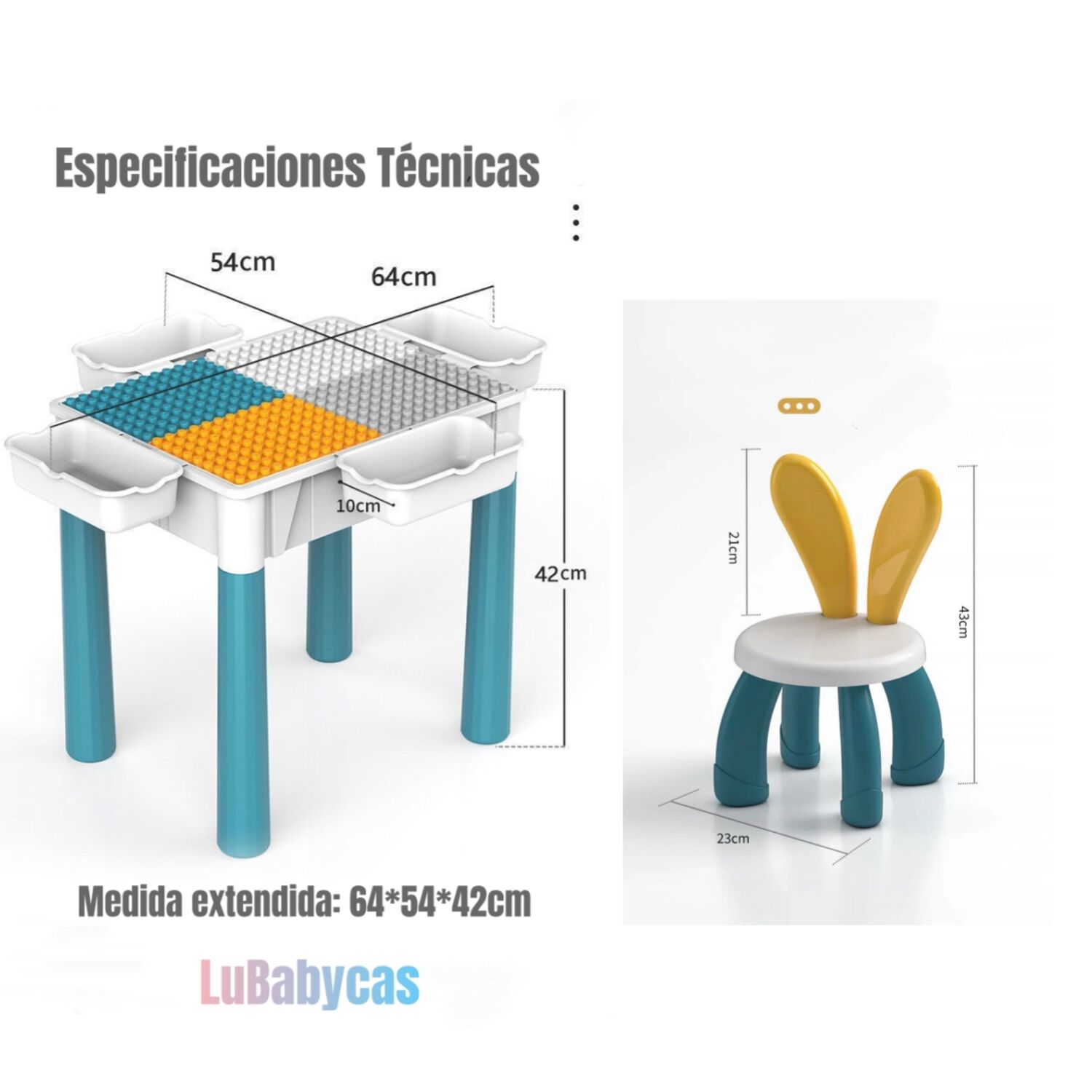 Mesa De Bloques 346 Piezas Y 2 Sillas By Lubabycas image number 7.0