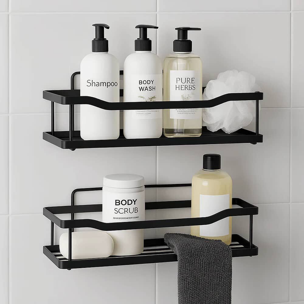 Set 2 Organizadores De Ducha Negro image number 1.0