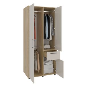 Closet 3 Puertas Y1 Cajon 180x80x52 Cm Caf&eacute; Claro