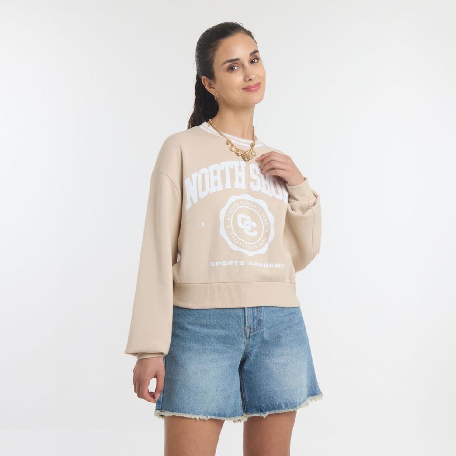 Poler&oacute;n Print College Cuello Redondo Mujer Freedom image number 0.0