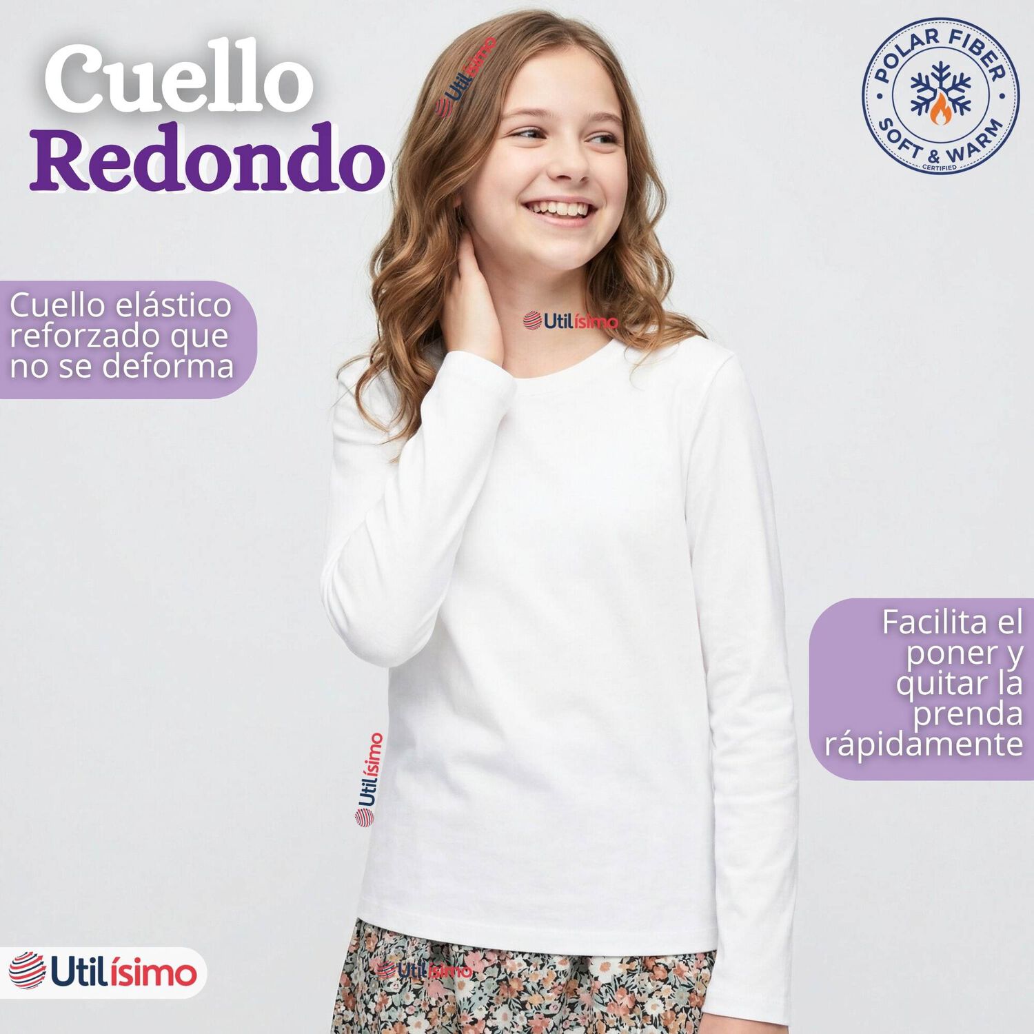 Pack 6 Poleras Camisetas Polar Primera Capa Cuello Redondo Manga Larga Colores Surtido Ni&ntilde;a image number 5.0