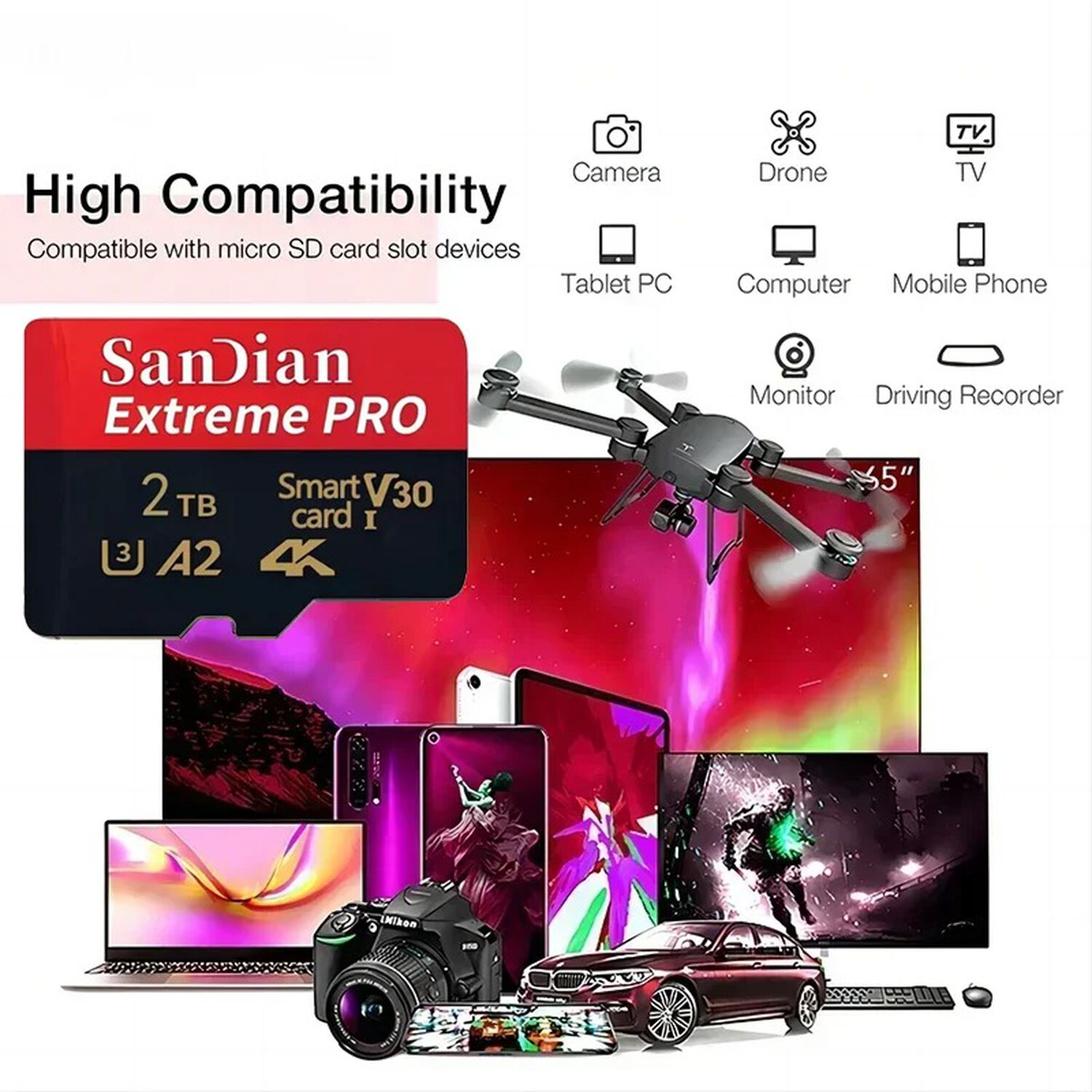 Tarjeta De Memoria 128gb Micro Sd Para Celulares 4k Ultra Hd A2 Clase 10 Sandian 128 Gb Calidad image number 5.0
