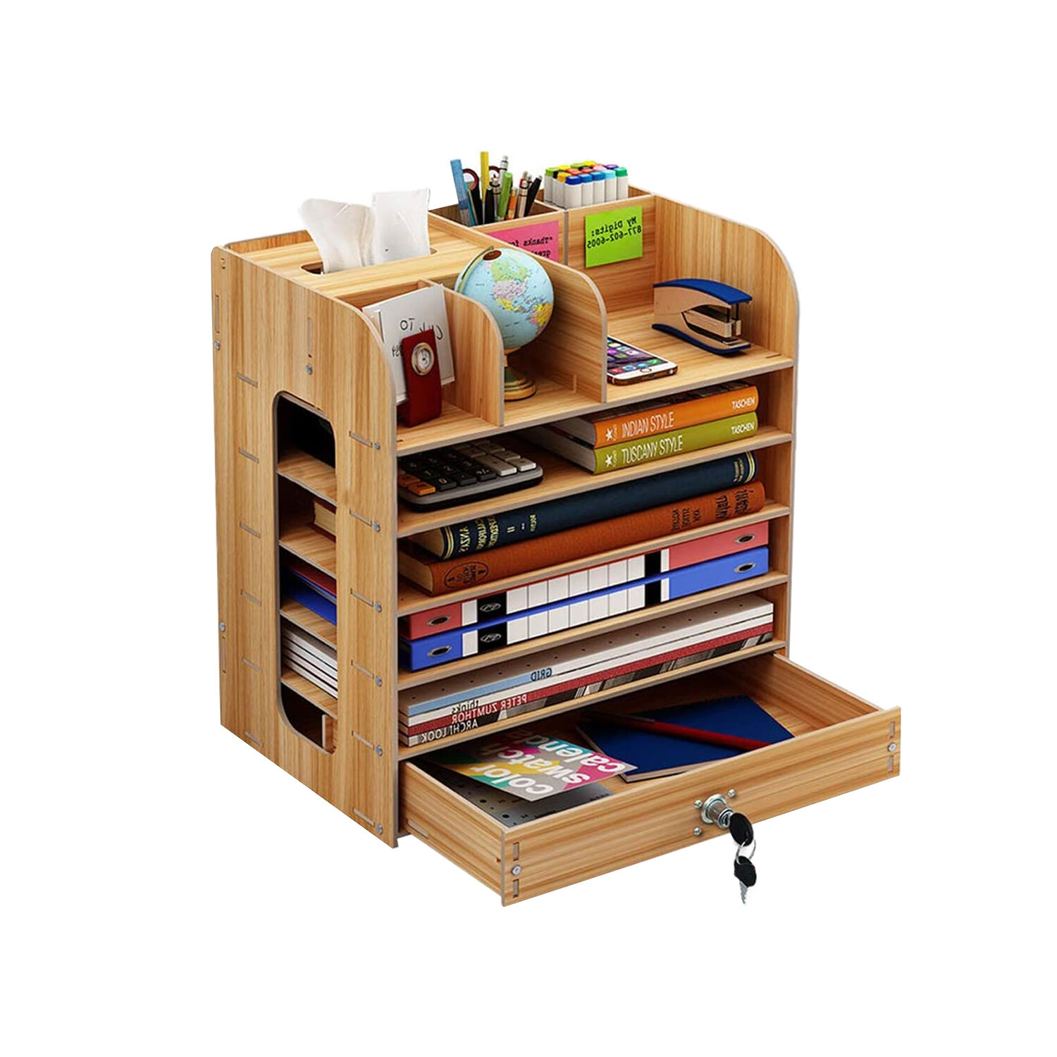 Organizador De Escritorio Multiuso De Madera Caf&eacute; image number 0.0