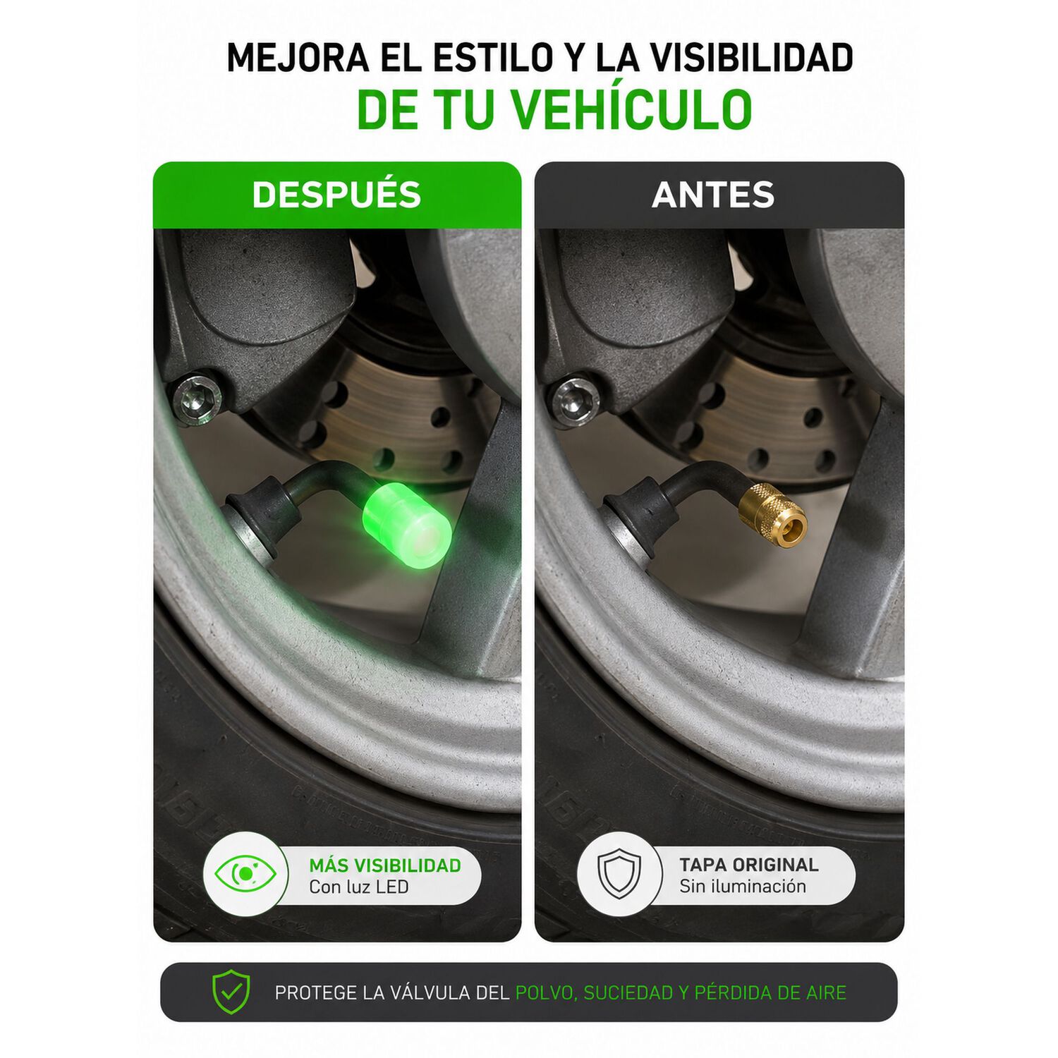 Tapas De V&aacute;lvulas Automovil Bici Scooter Moto Luminosas 4u image number 3.0