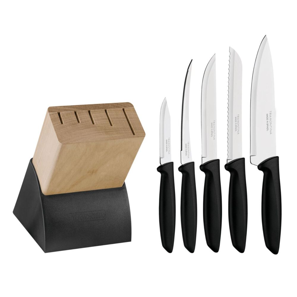 Juego 5 Cuchillos De Acero Inoxidable Con Soporte Tramontina image number 0.0