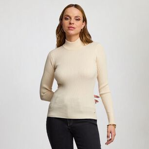 Sweater B&aacute;sico Acanalado Cuello Alto Mujer Kimera