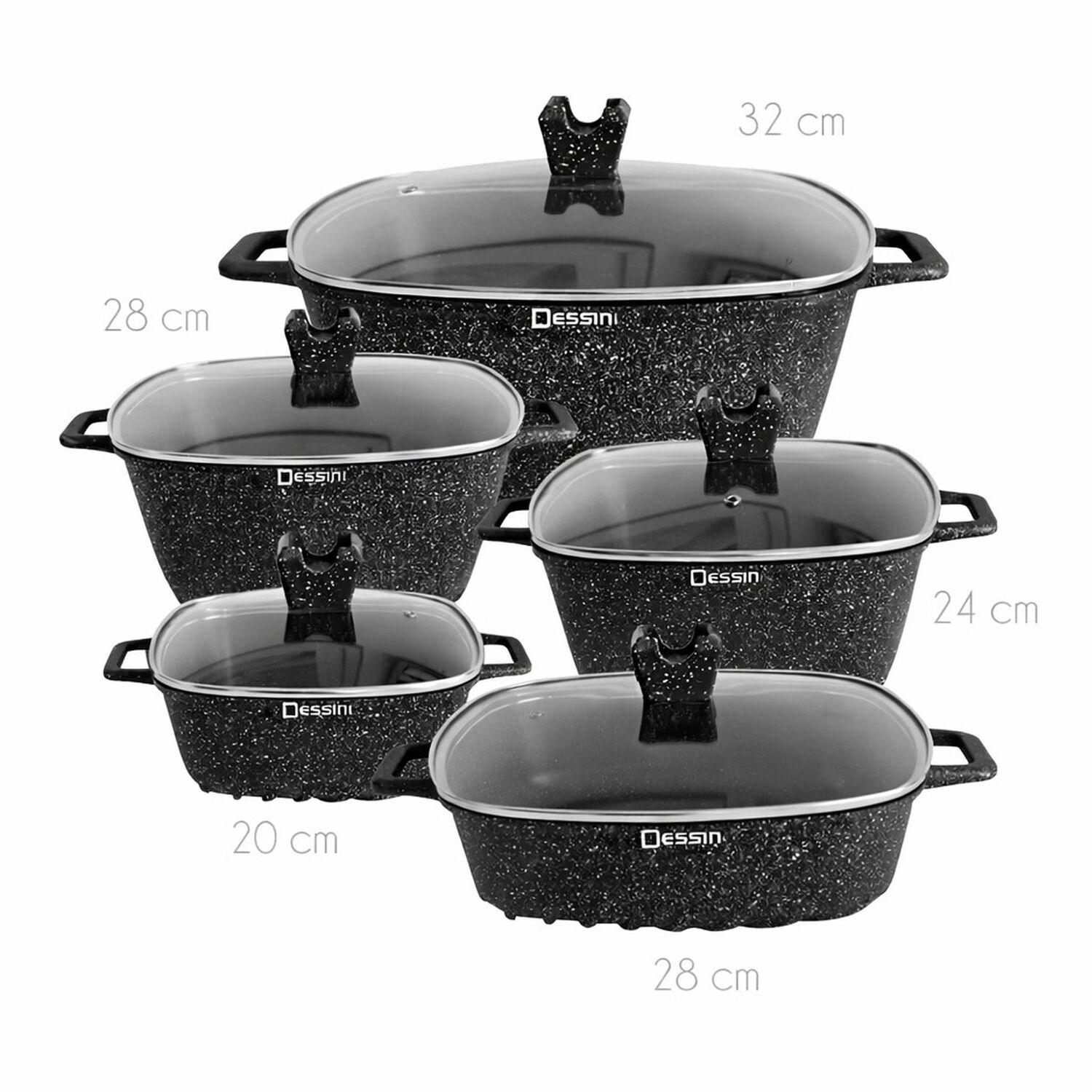Juego De Ollas Granito 10 Piezas Antiadherente Premium Negr image number 4.0