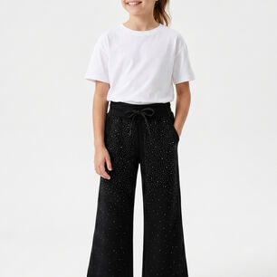 Pantal&oacute;n Buzo Ni&ntilde;a Wide Leg Brillos Algod&oacute;n Moda Urbana