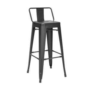 Taburete Tolix Acero Con Respaldo Para Bar O Terraza - Negro
