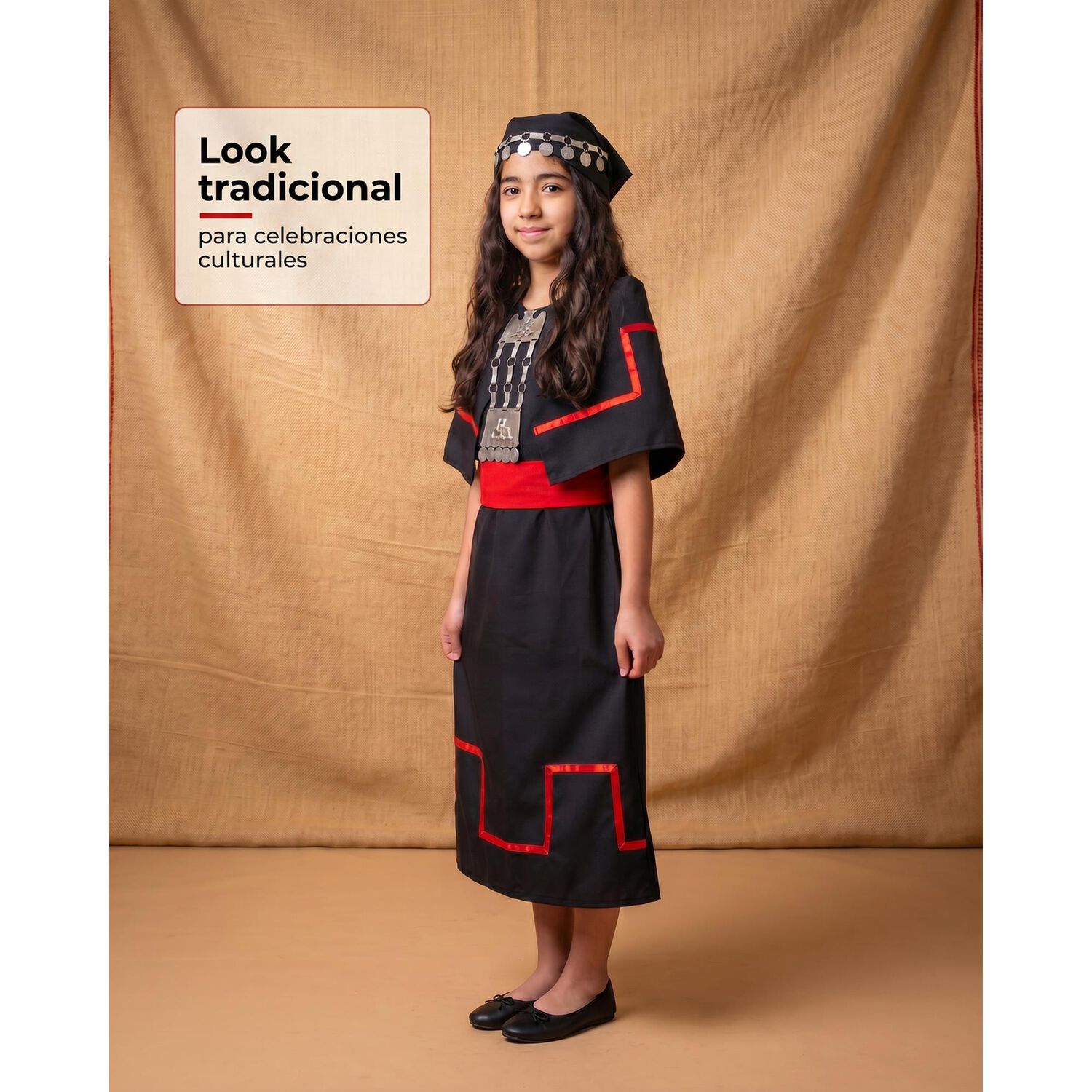 Traje T&iacute;pico Mapuche Con Accesorios Trapelacucha - Disfraz image number 2.0