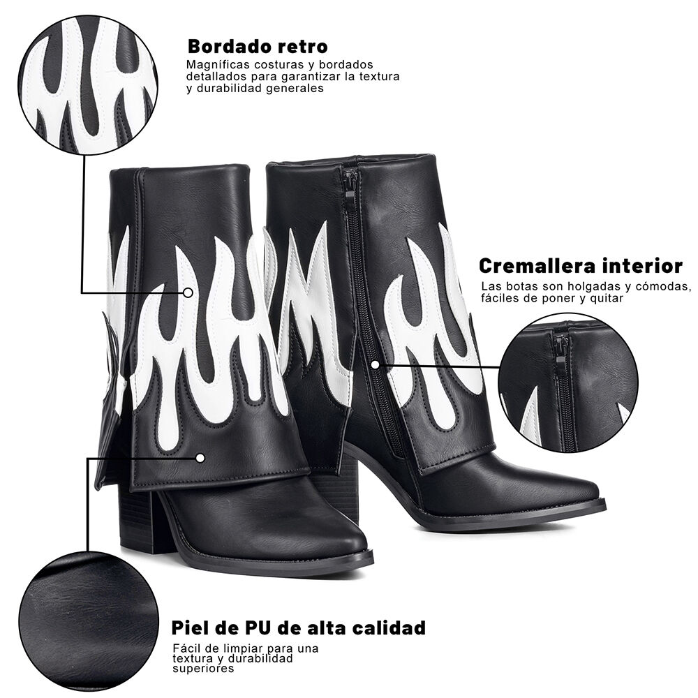Botas Largas Mujer Eco Cuero De Moda Taco Alto Weide Dh83 image number 7.0