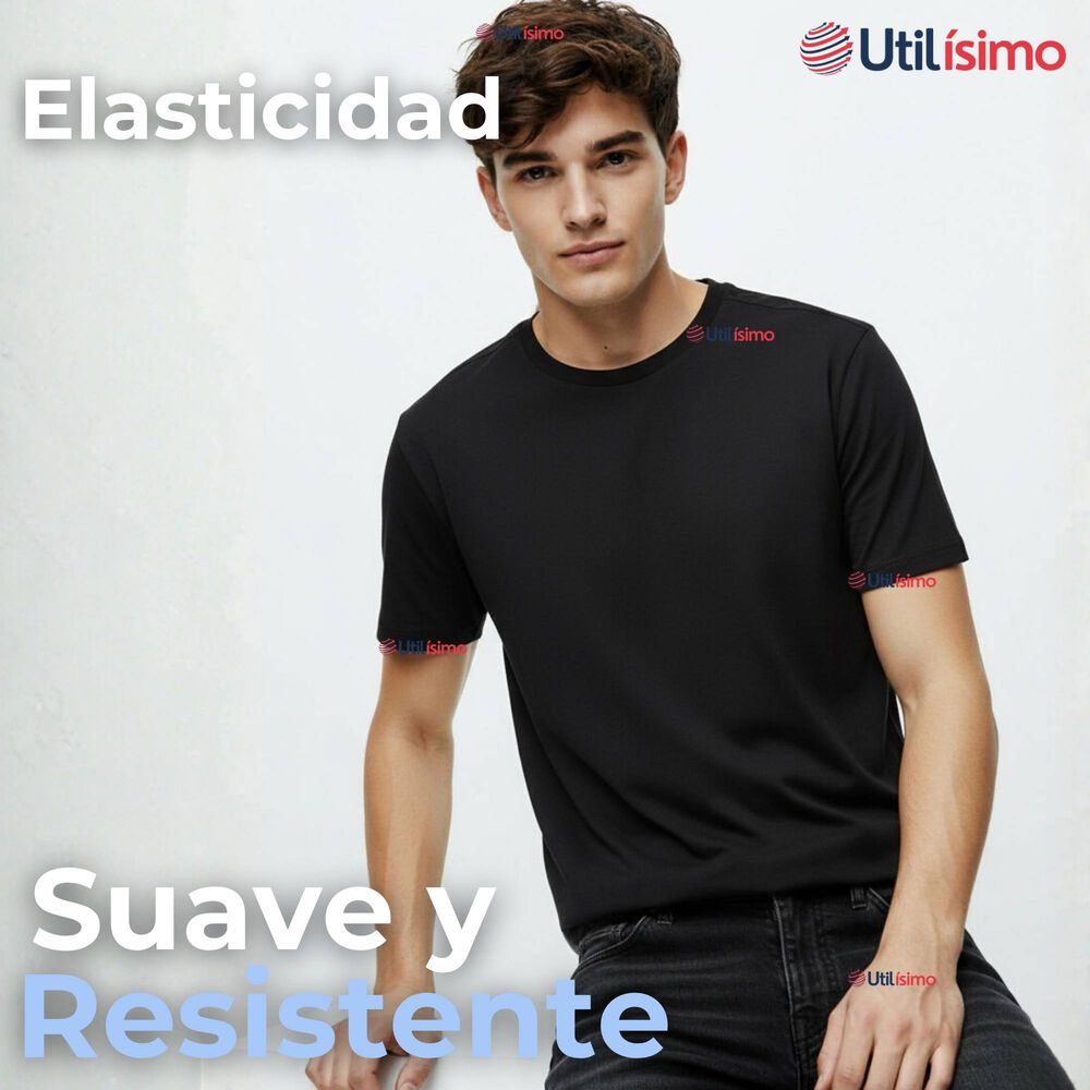Polera Camiseta 100% Algodón Premium Manga Corta Básico Negro Hombre image number 6.0