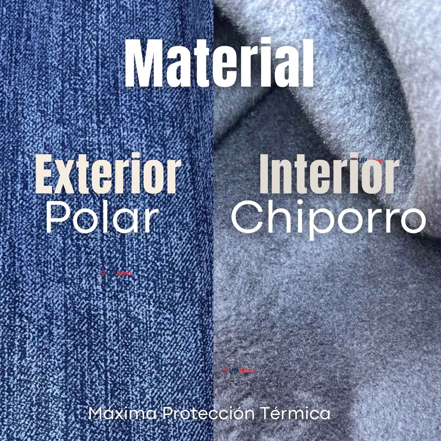 Calza Pantal&oacute;n Polar Con Chiporro Palazzo Mujer Elasticada T&eacute;rmica Azul Jeans image number 5.0