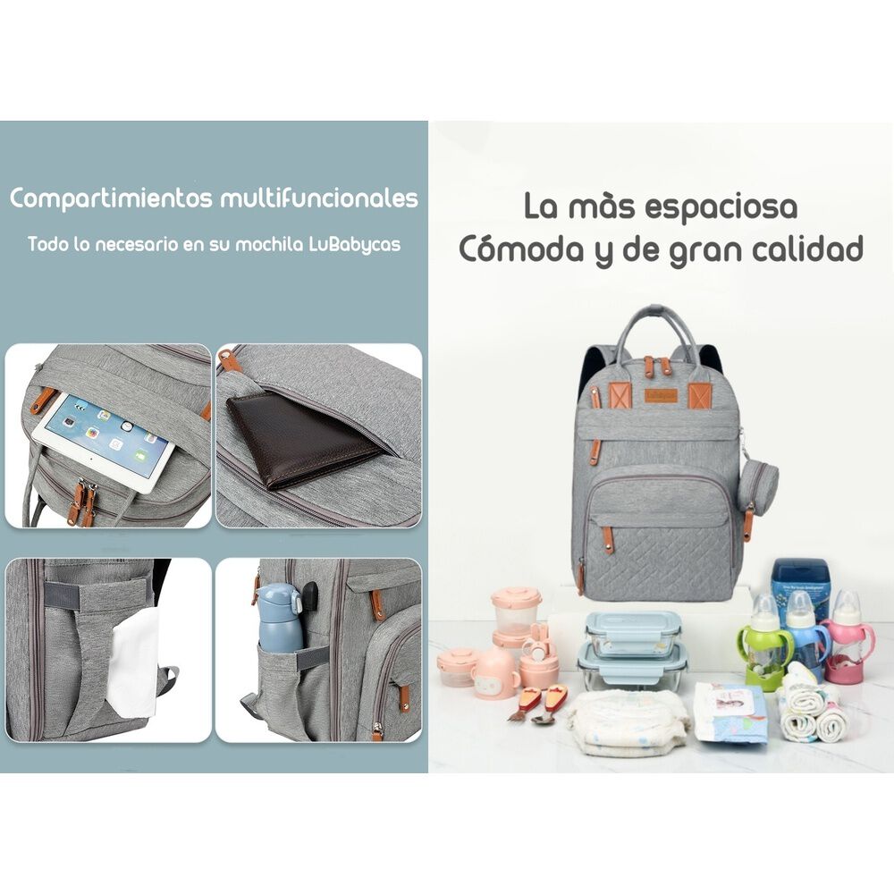 Mochila Maternal Con Monidero Y Colgador Lubabycas Negra image number 15.0