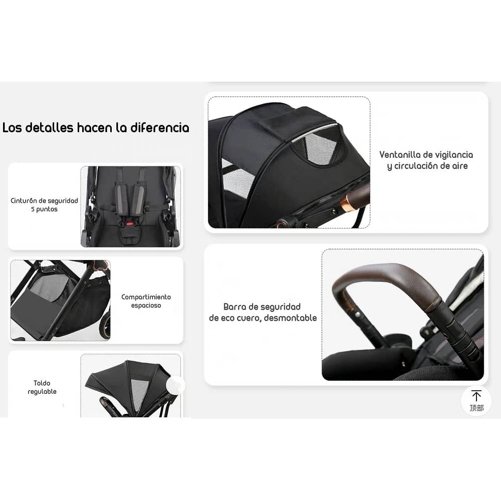 Coche De Paseo Modo Apego Y Panor&aacute;mico Lubabycas Rosado image number 3.0