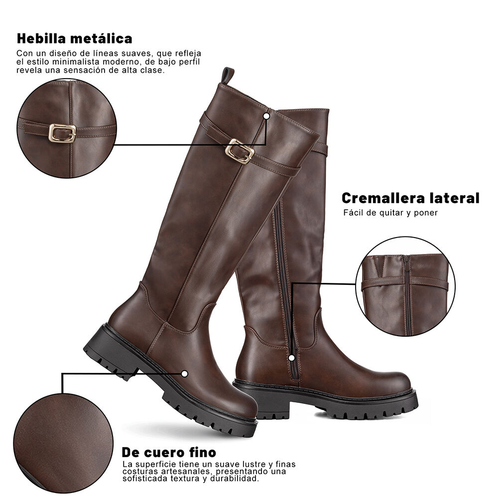 Bota Larga Mujer Eco Cuero Moda Antideslizante Weide Czy617 image number 7.0