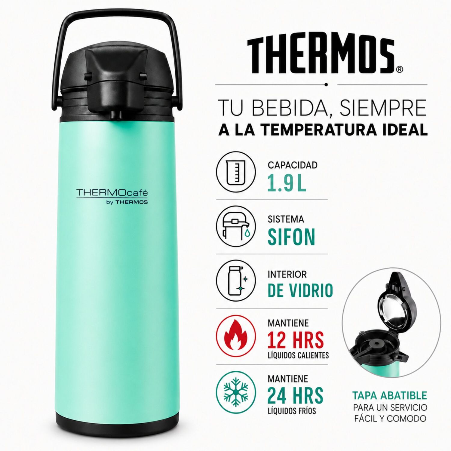 Termo Sif&oacute;n De L&iacute;quidos Jado 1.9l Thermos 12h Hot & 24h Cold Verde image number 7.0