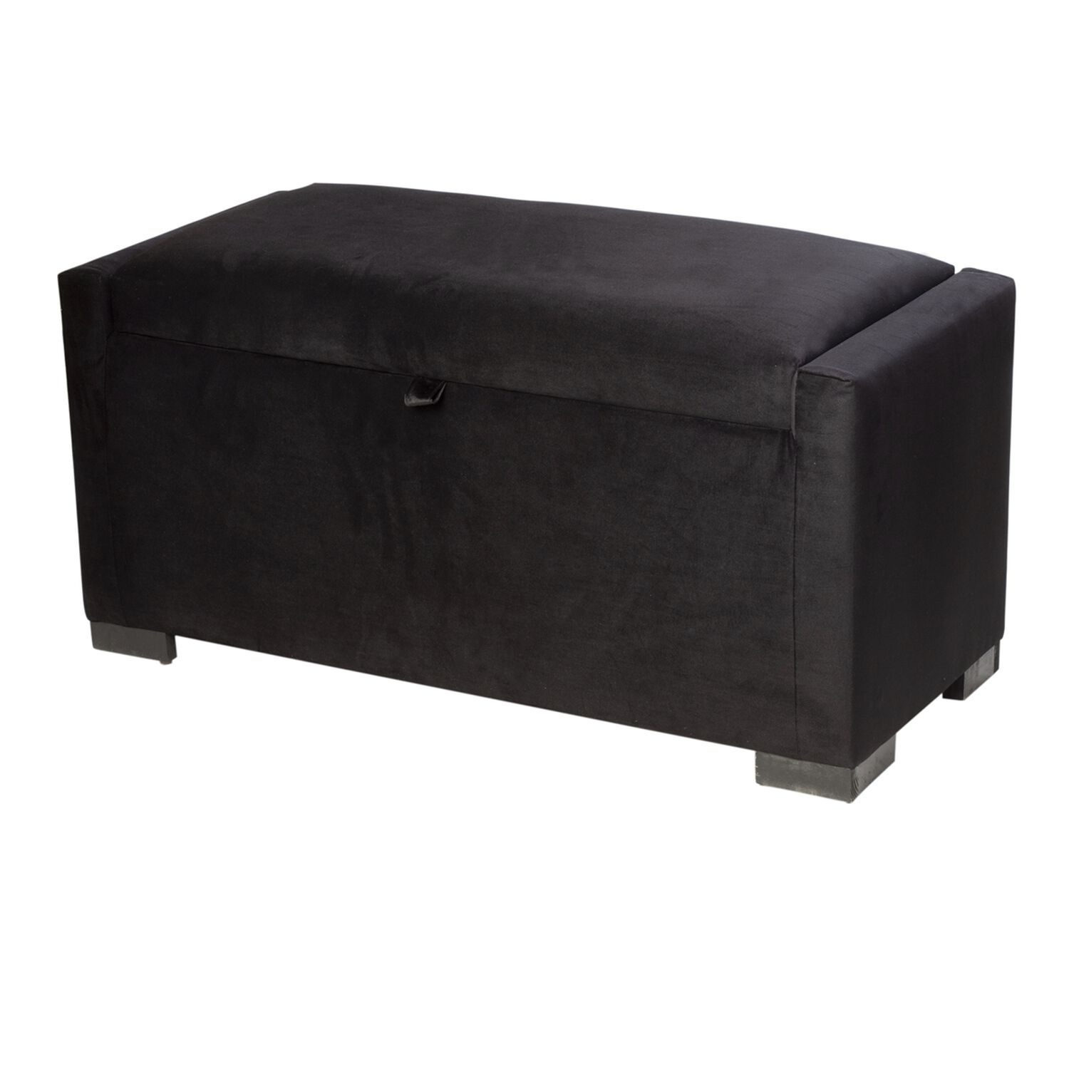 Banqueta Con Ba&uacute;l Leyzy Negro Felpa 40x55x105 Cm M&aacute;xima Design image number 1.0