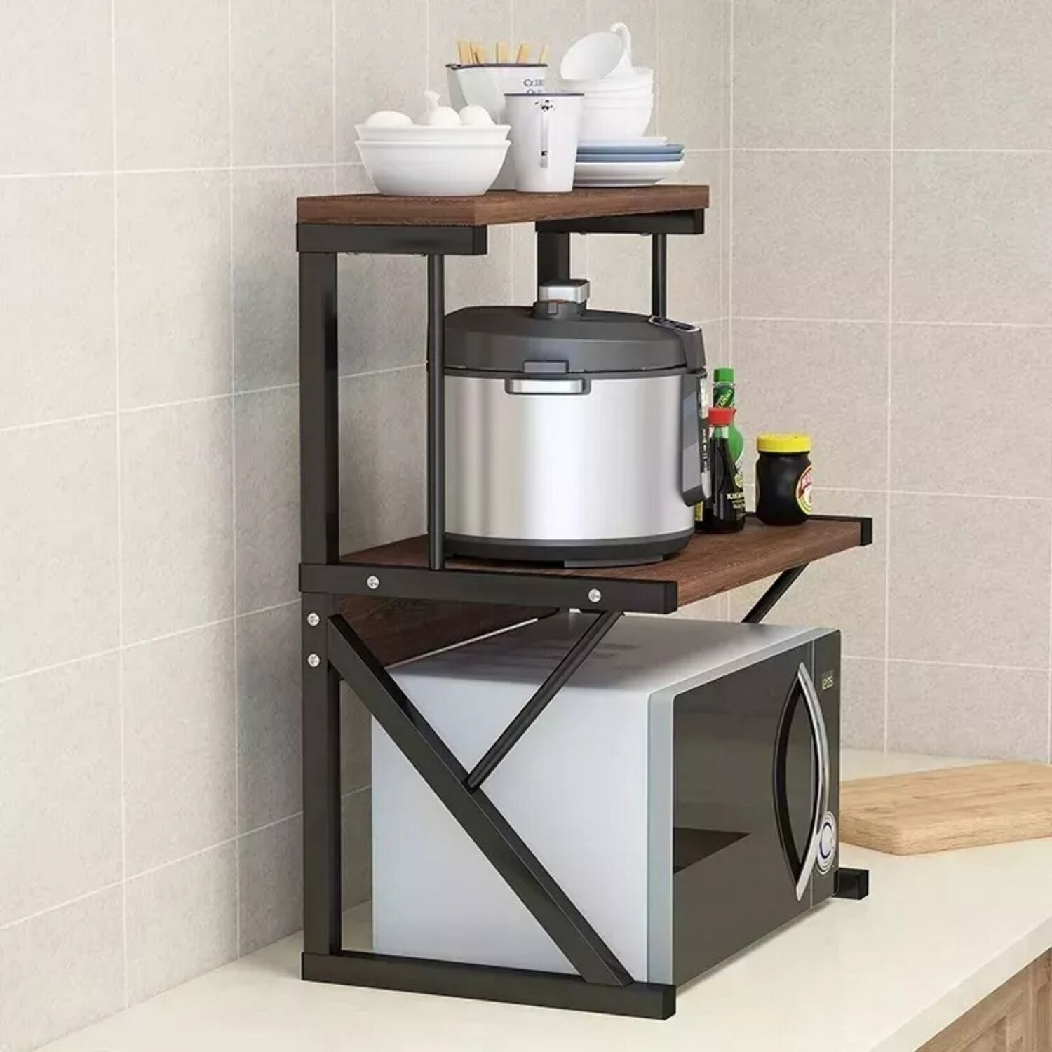 Estante Rack Cocina Microondas Organizador Negro 64x54x37 Cm image number 3.0