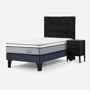 Cama Europea Rosen Indie / 1 Plaza / Base Normal + Set De Maderas Issey Grafito