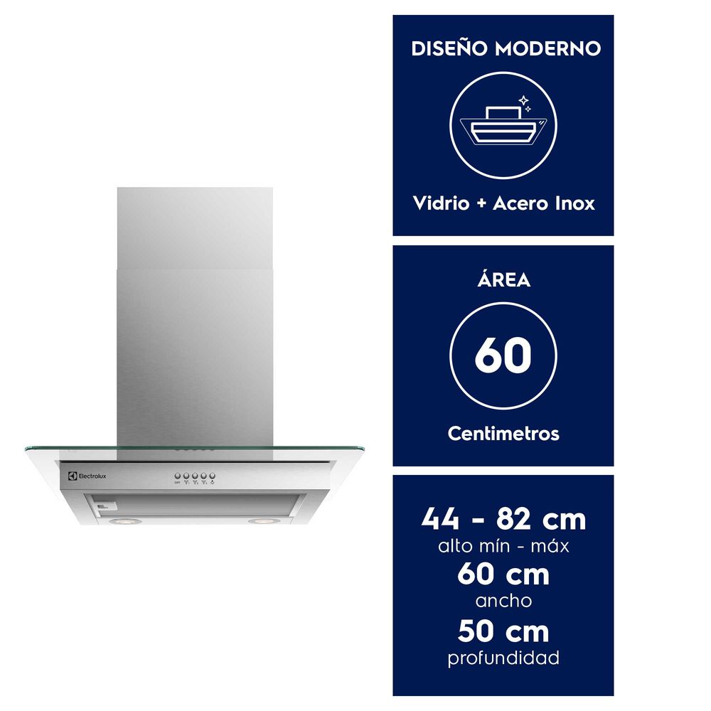 Campana Cocina Pared Decorativa 60cm Luz Led Ce6vx Inox image number 1.0