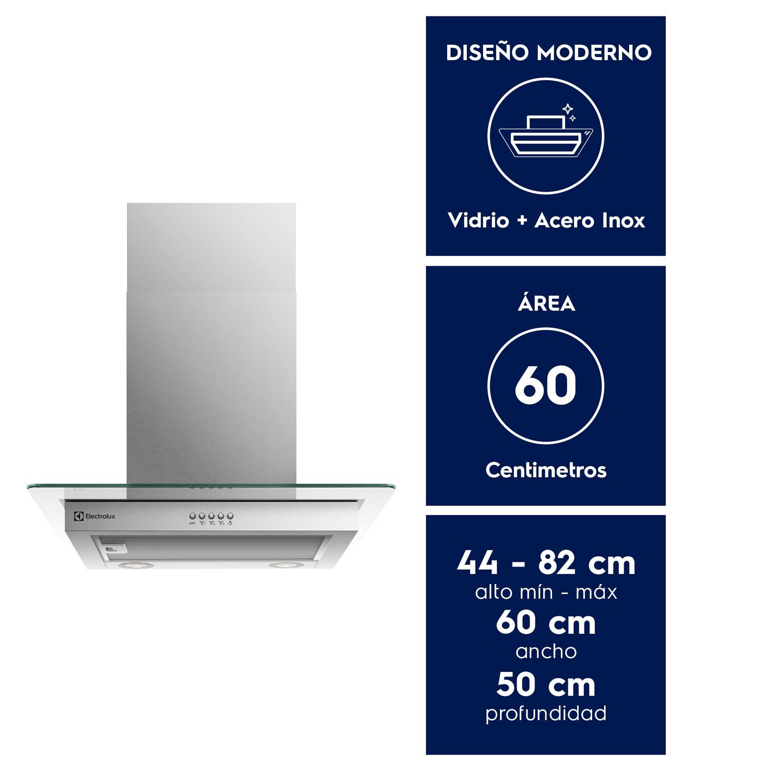 Campana Cocina Pared Decorativa 60cm Luz Led Ce6vx Inox image number 1.0