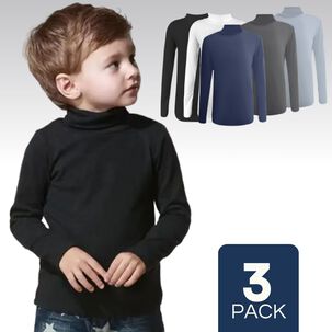 Pack 3 Camisetas Polera Beatle Bamb&uacute; Manga Larga Ni&ntilde;o Primera Capa Surtido