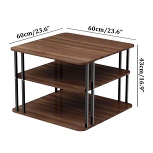 Mesa Auxiliar De Centro Triple Cuadrada Color Caf&eacute;