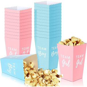 Pack De 12 Caja De Pop Corn Baby Shower Revelacion De Genero