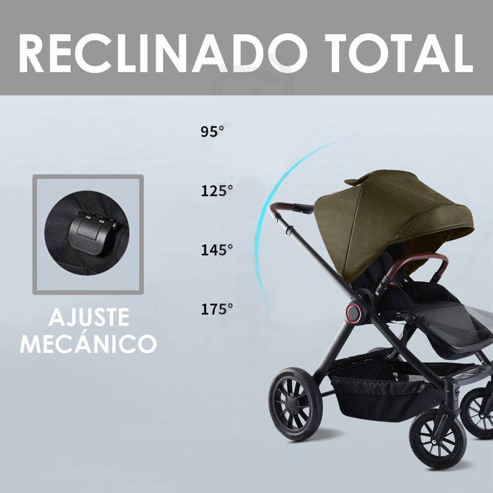 Coche De Beb&eacute; Asiento Reversible Gris Gold Babymine image number 4.0